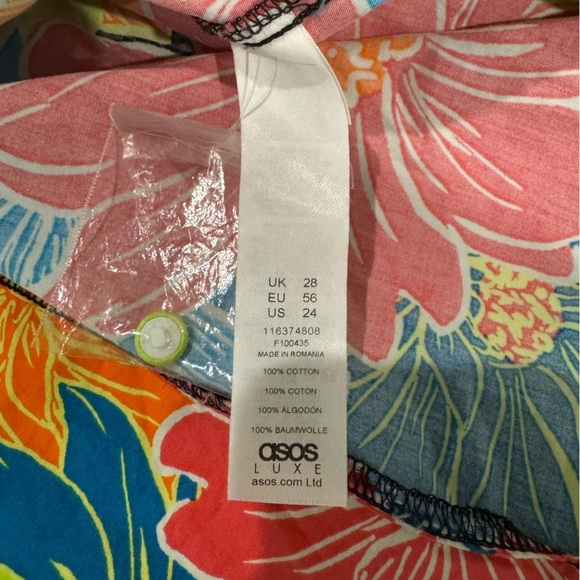 ASOS LUXE CURVE PEEKABOO FLARE SLEEVE SHIRT DRESS FLORAL bright - Picture 8 of 8